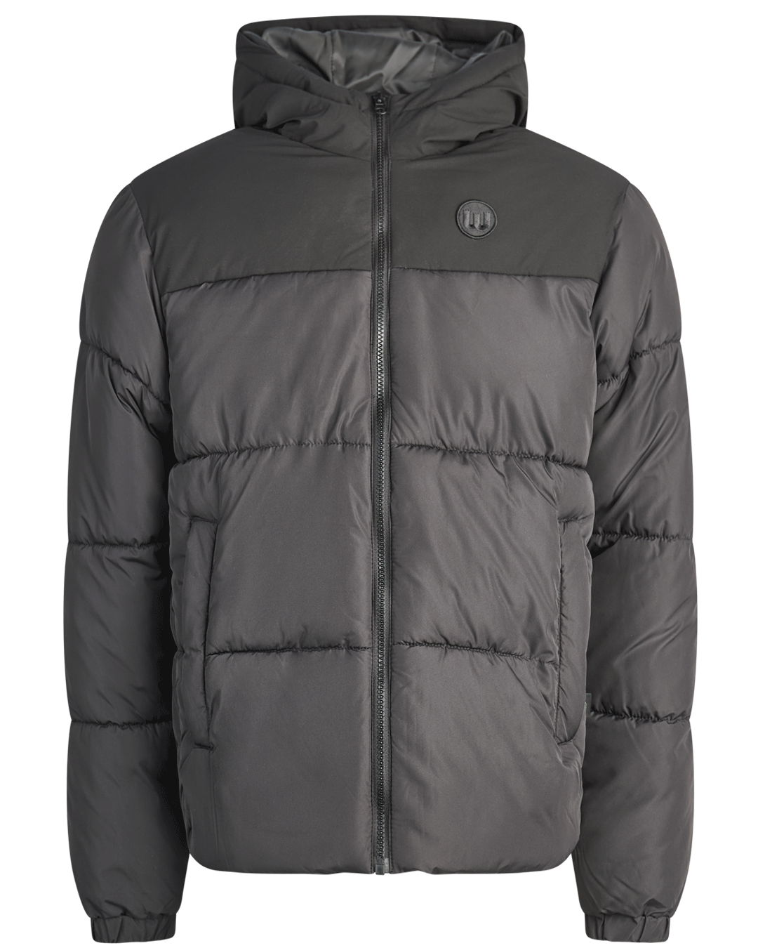 Black Quilted Jacket with Crest