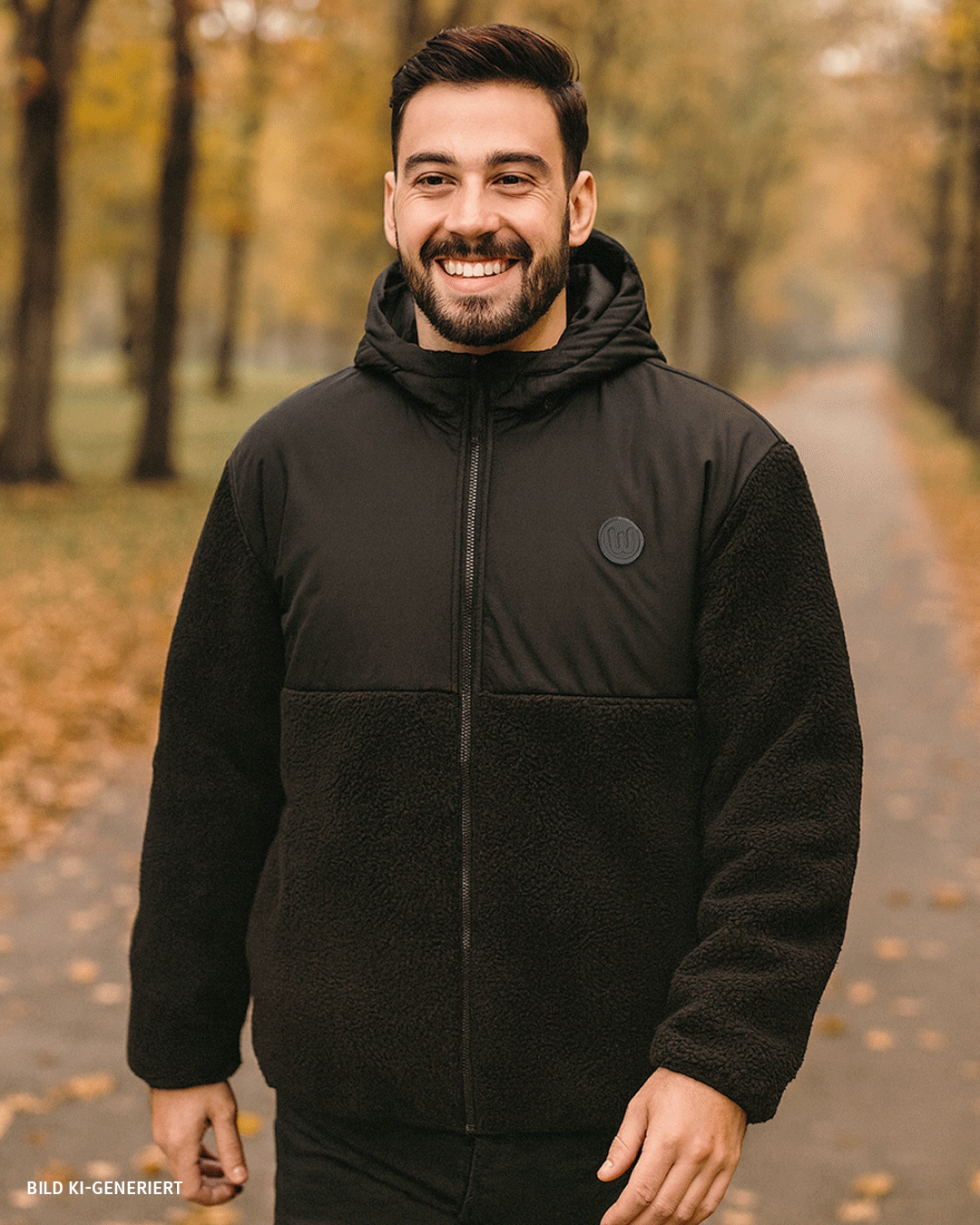 Teddyfleece-Jacke Logo schwarz