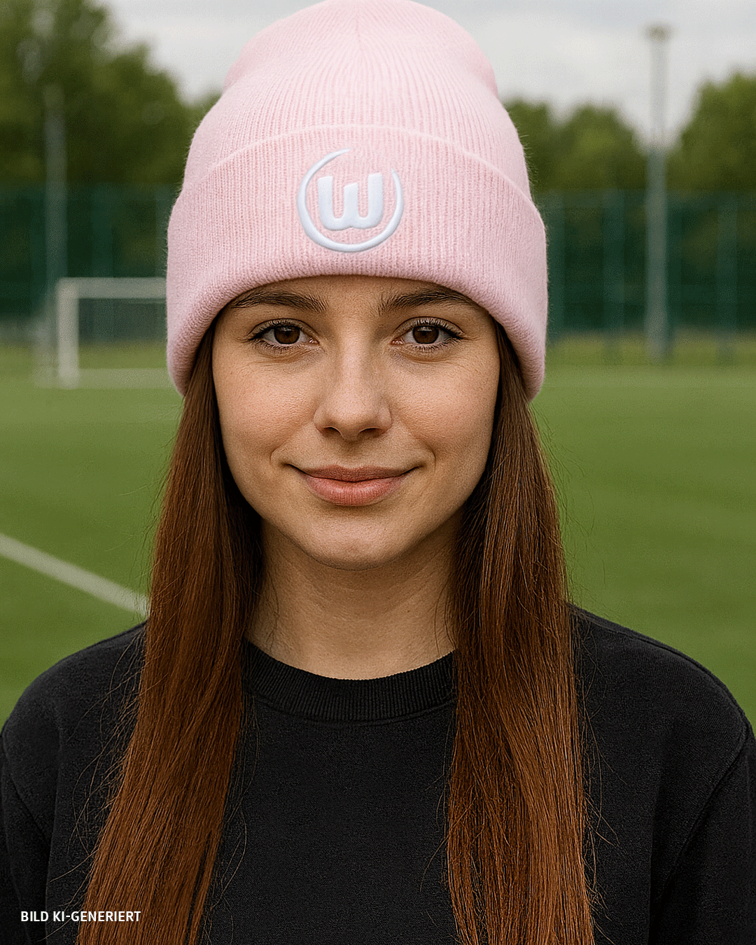 Strickmütze Logo rosa