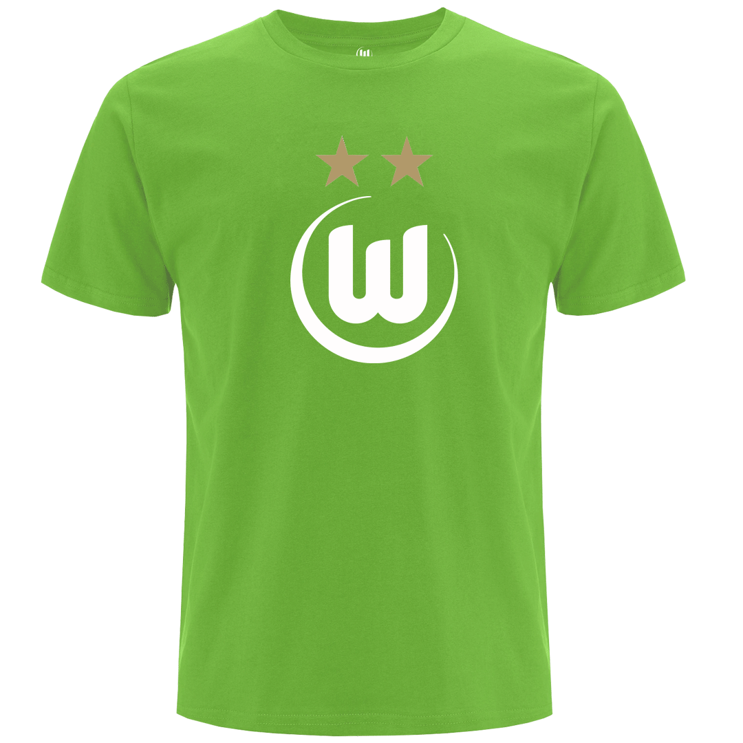 Green T-shirt with white women's soccer logo Green T-shirt with white women's soccer logo