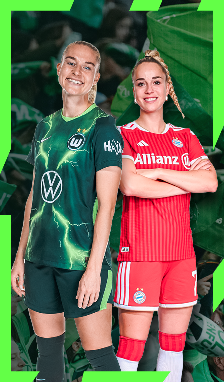 Grafik zum Spiel VfL Wolfsburg gegen FC Bayern München am Samstag, 14. November, um 17.55 Uhr mit VfL-Wolfsburg-Fans.