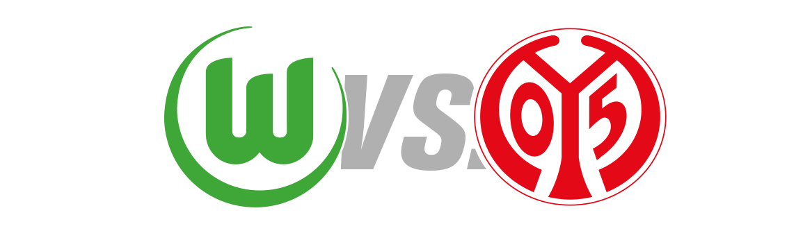 VfL Wolfsburg vs. Mainz 05. Die Logos stehen nebeneinander.