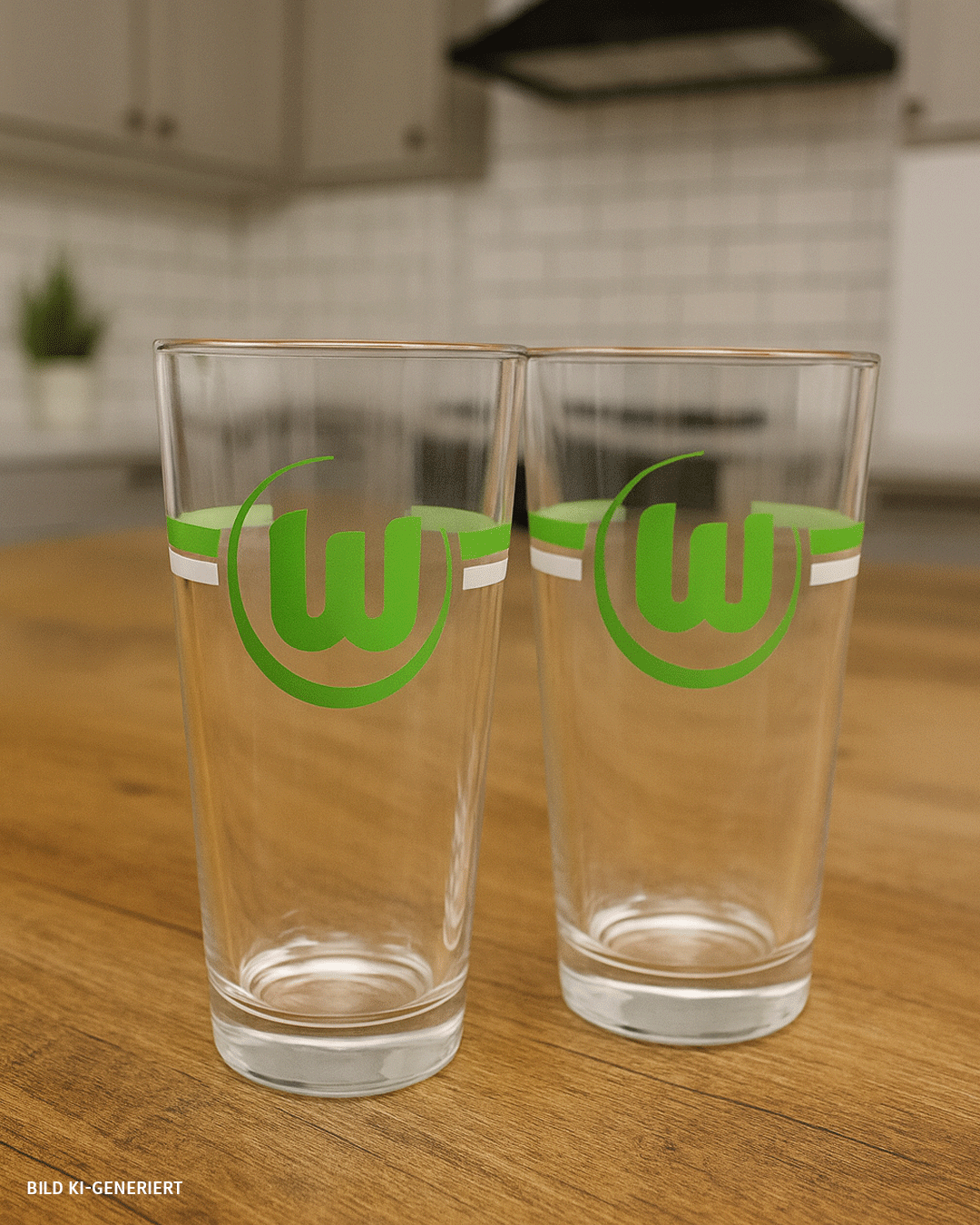 drinking glass green-white, set of 2