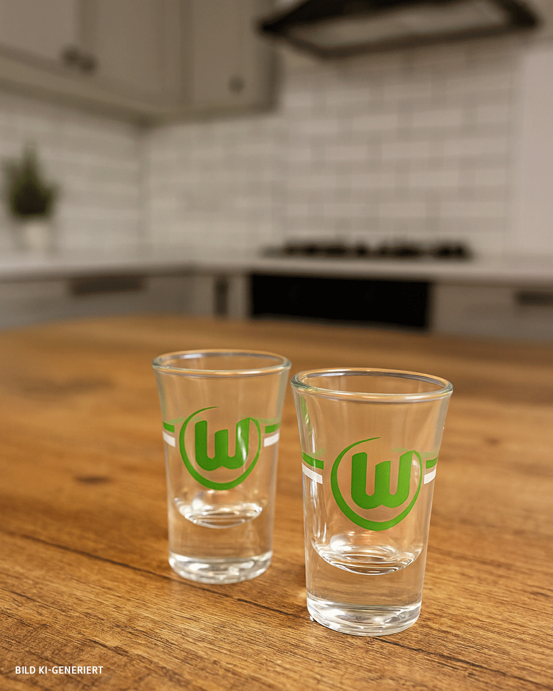 shot glass green-white, set of 2