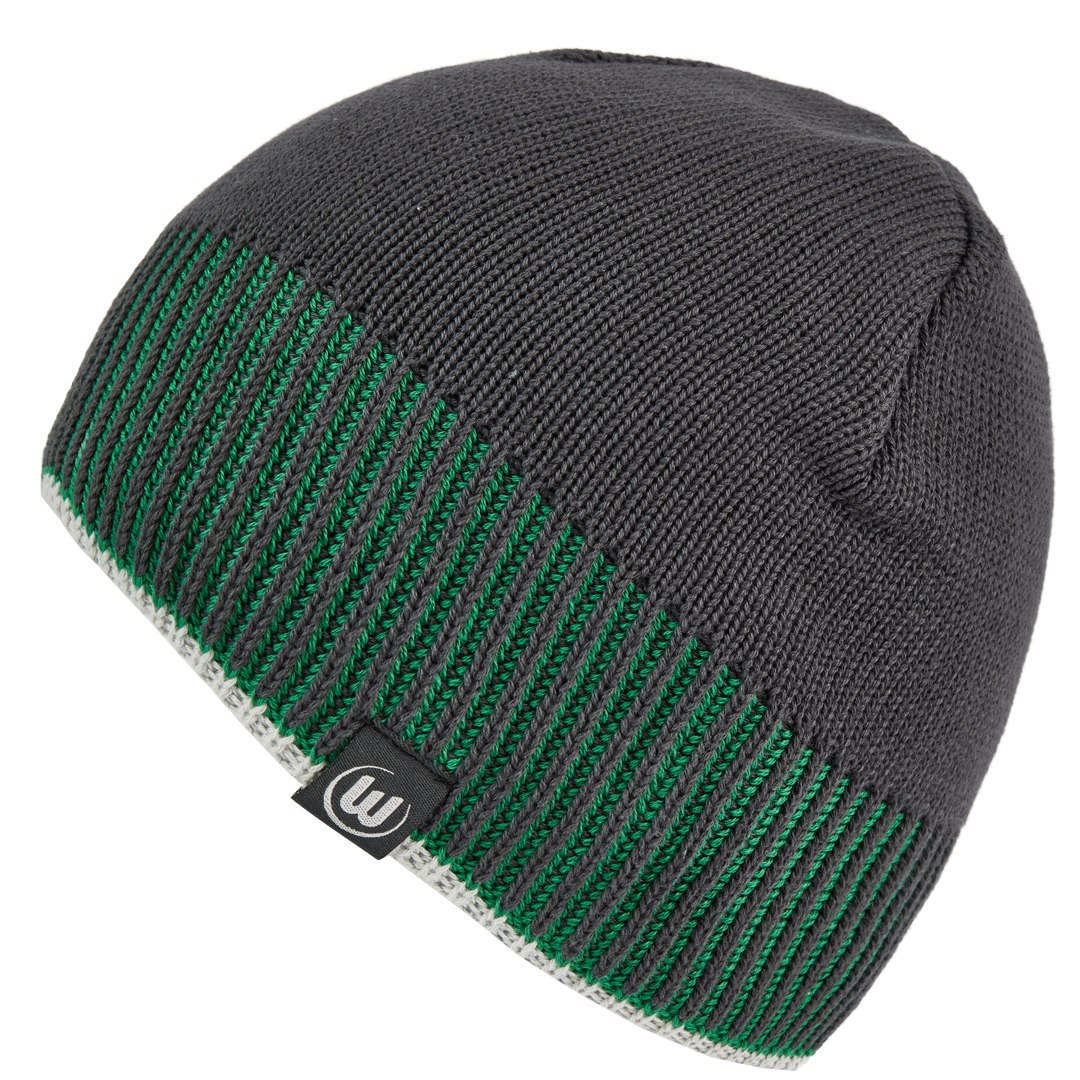 Knitted hat green stripes