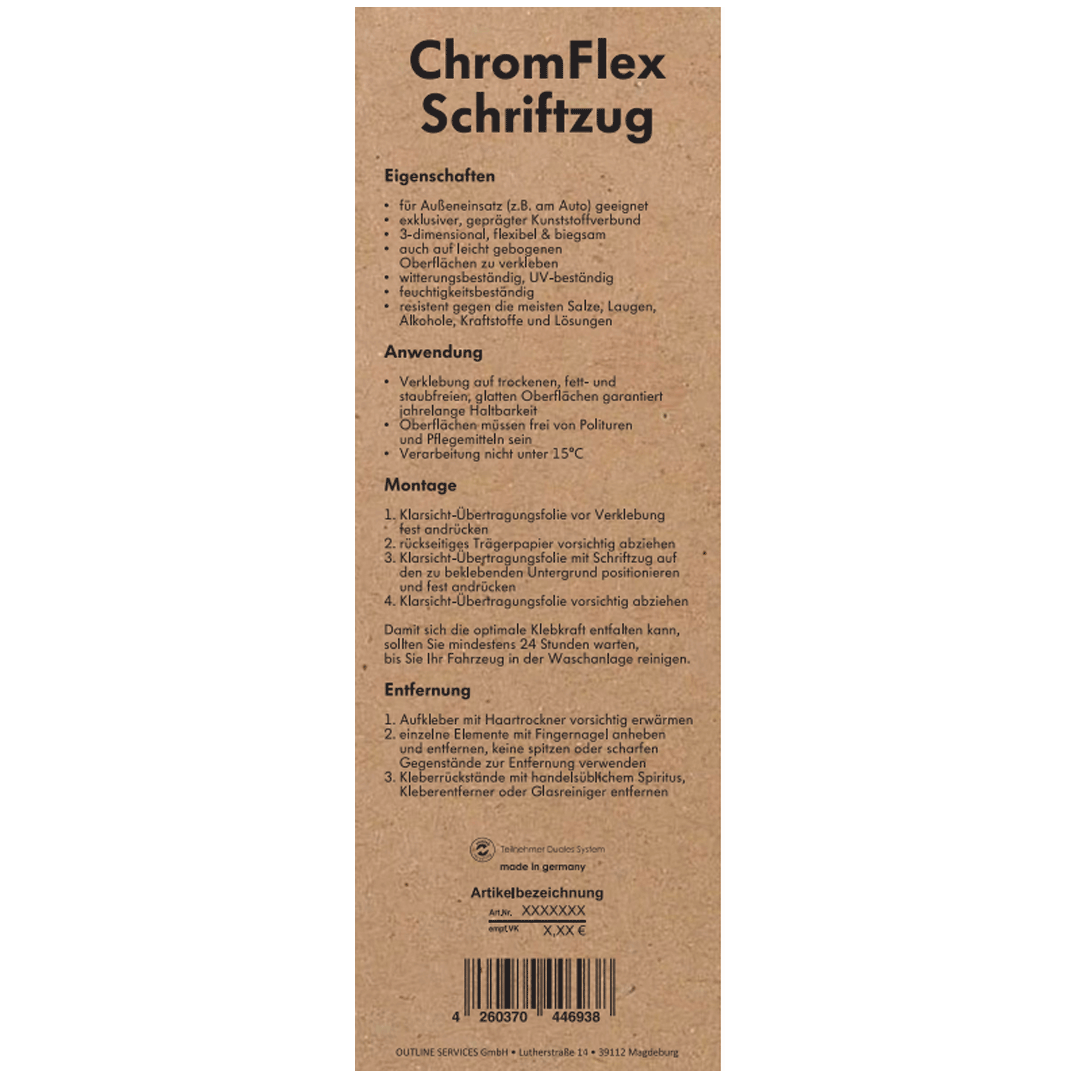 Chromflex Aufkleber - Schriftzug