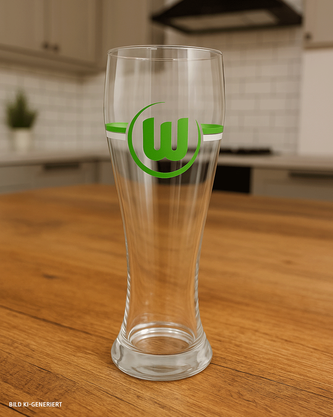 Wheat beer glass, green-white