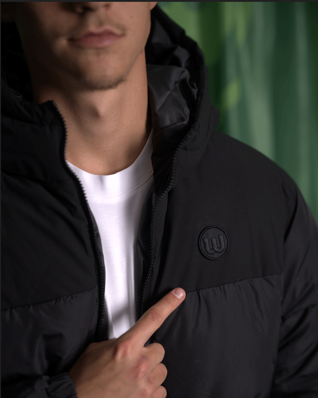 Black Quilted Jacket with Crest