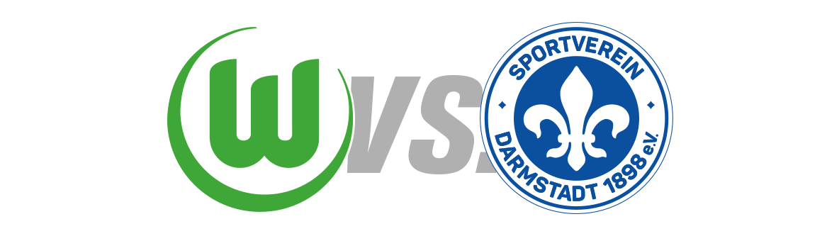 Logos VfL Wolfsburg und SV Darmstadt.