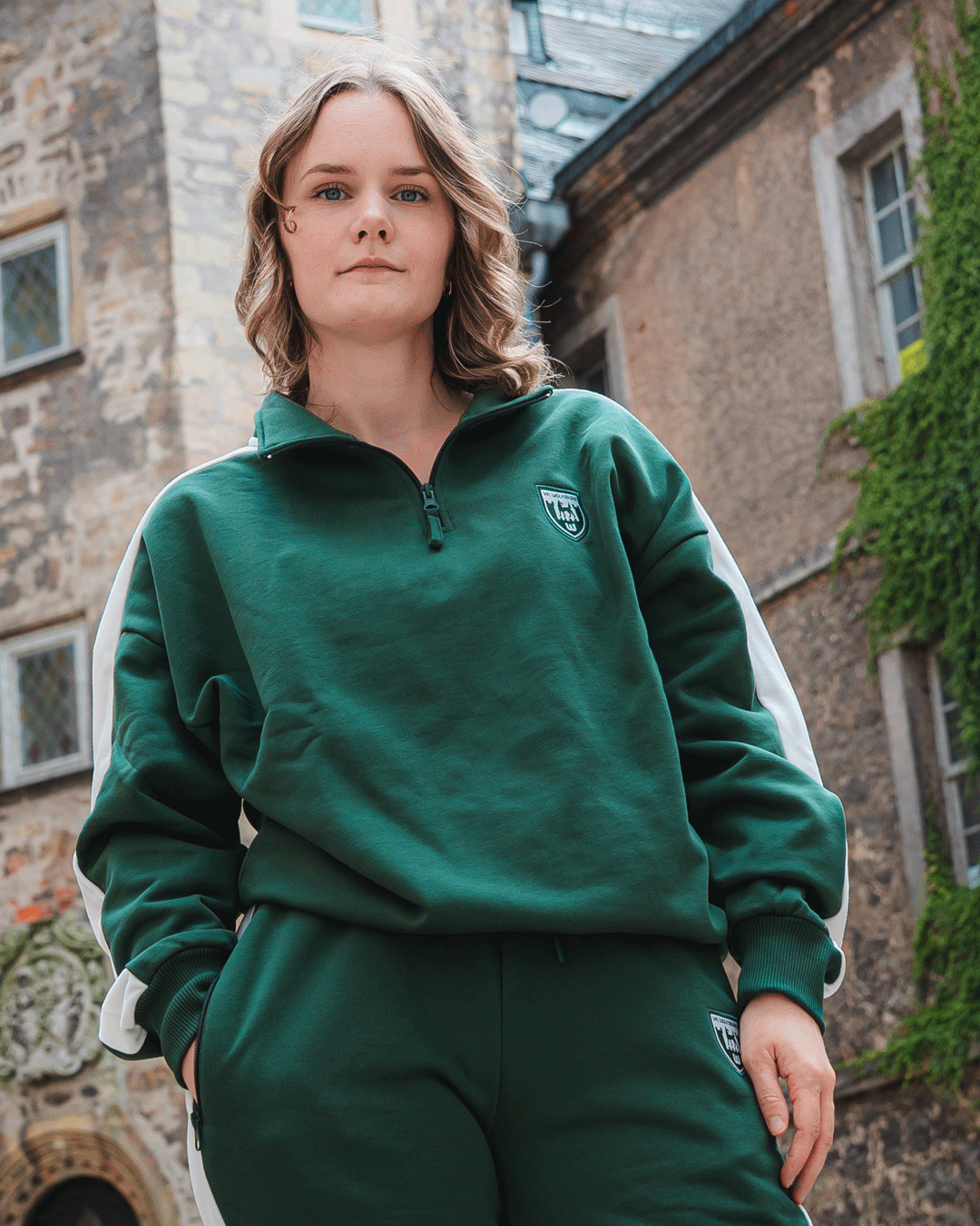 Sweater Half-Zip Retro-Wappen