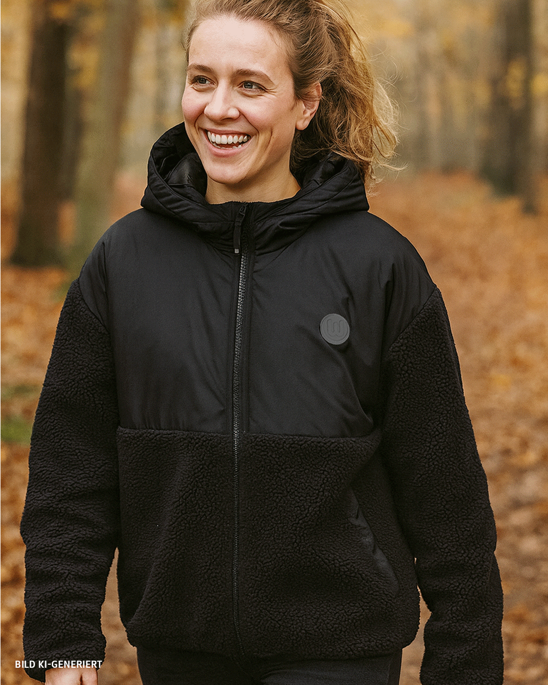 Teddyfleece-Jacke Logo schwarz