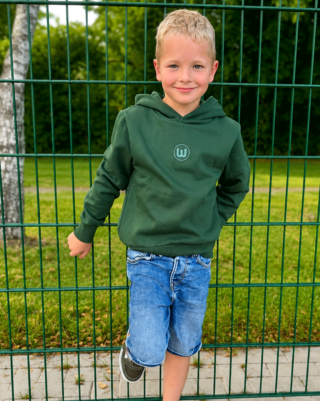 Basic hoodie green kids