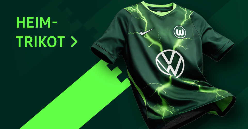Grafik mit VfL-Wolfsburg-Heimtrikot und dem Schriftzug „HEIM-TRIKOT