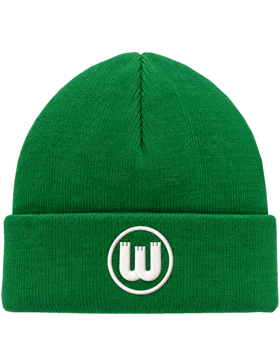 Strickmütze Zinnenwappen grün