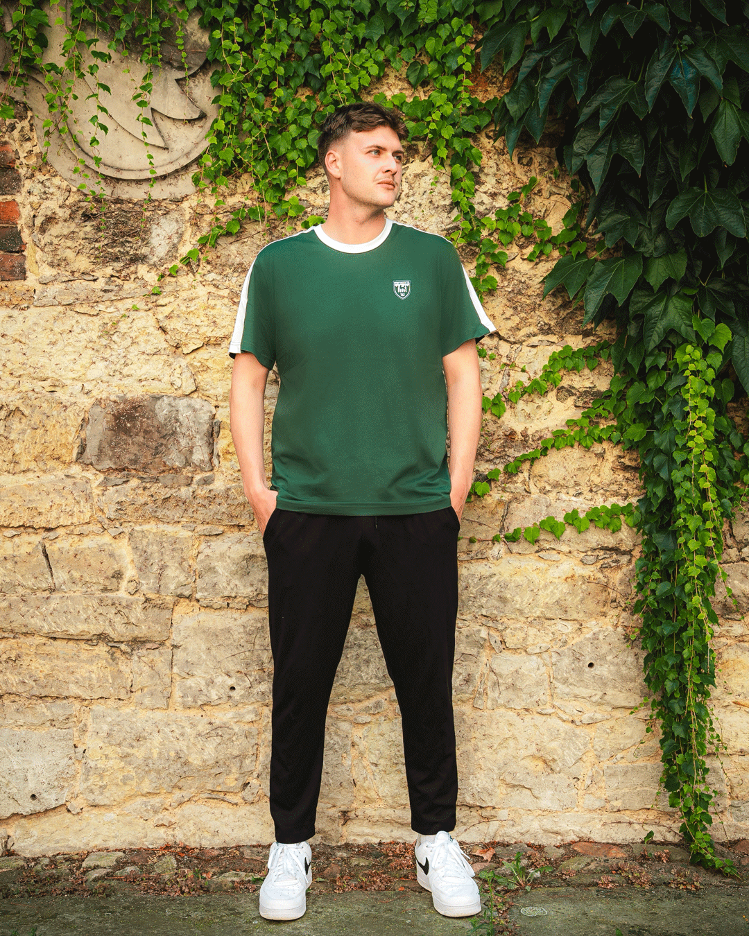 Shirt retro crest green