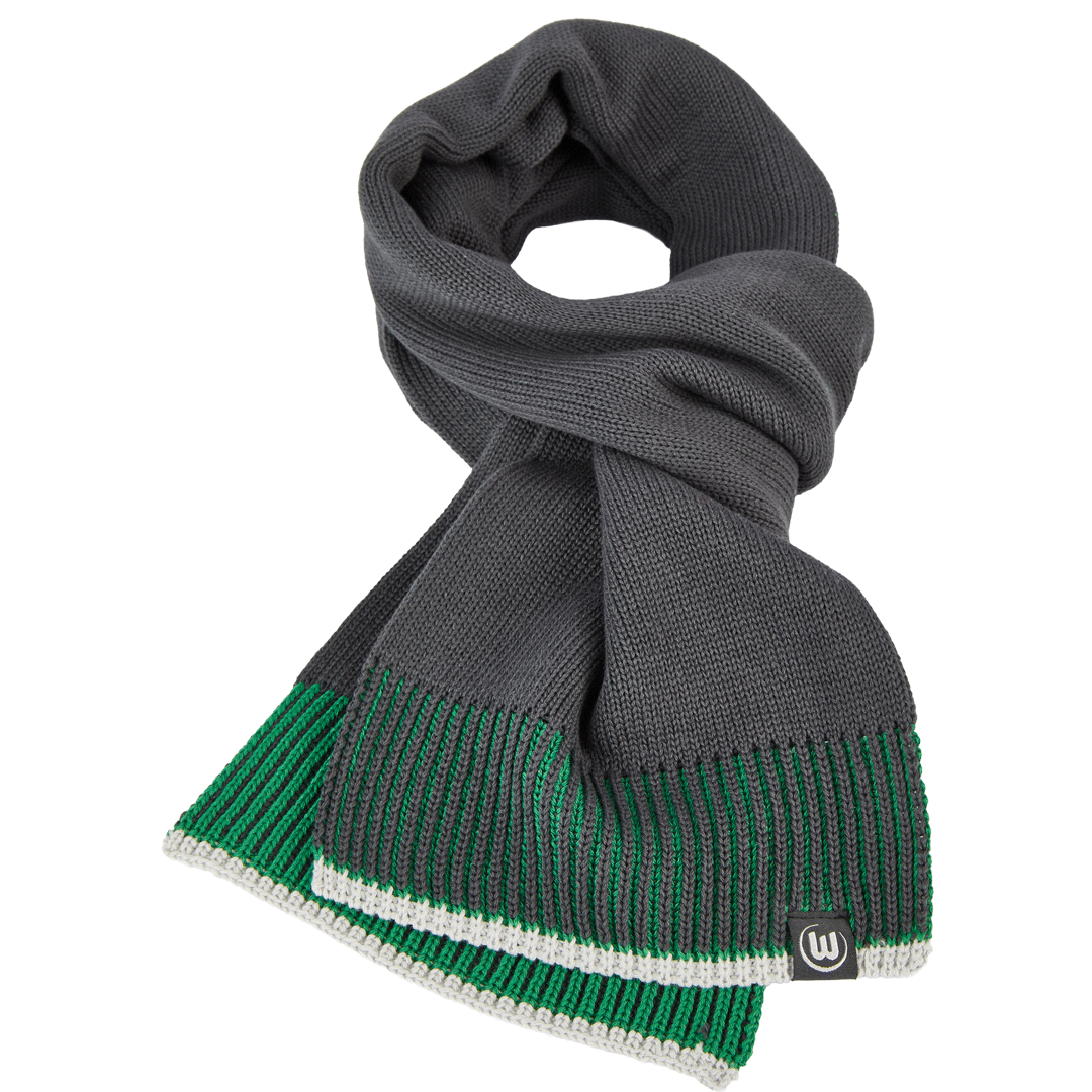 Knitted scarf green stripes