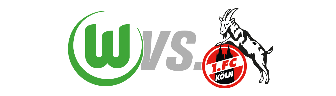 VfL Wolfsburg vs. FC Köln. Die Logos stehen nebeneinander.
